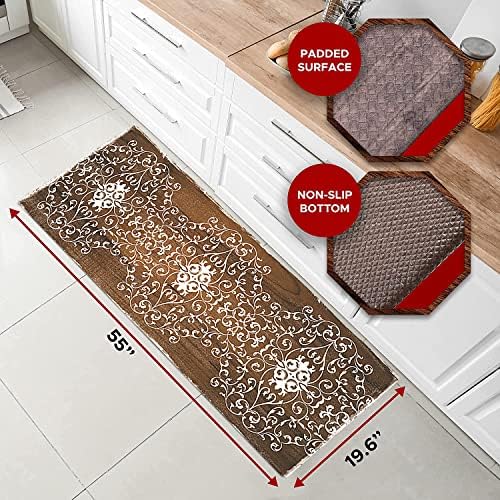 J&V TEXTILES Kitchen Mat Cushioned Anti Fatigue Floor Mat,19.6"x55", Thick Non Slip Waterproof Kitchen Rugs and Mats, Standing Mat for Kitchen,Floor,Home,Office,Desk,Sink,Laundry (Scroll)