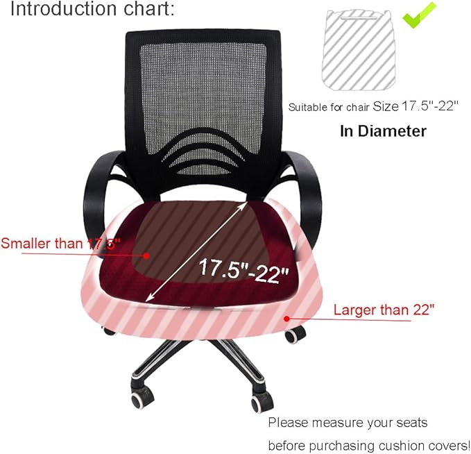 Smiry Stretch Jacquard Office Computer Chair Seat Covers, Removable Washable Anti-dust Desk Chair Seat Cushion Protectors - Navy Blue