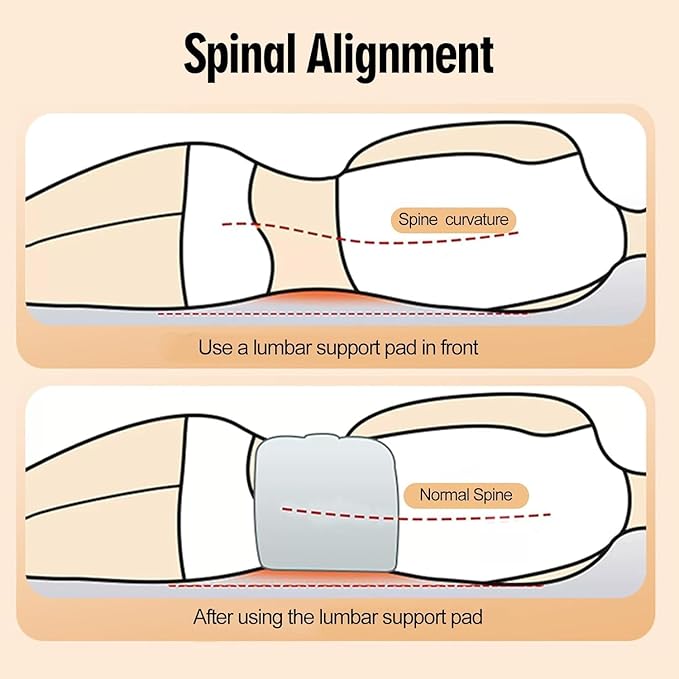 360°Lumbar Support Pillow for Sleeping, Adjustable Lumbar Support Cushion with Ergonomic Curve, Soft Silk Cotton Lumber Pillow, Wraparound Design for Bed, Office Chair & Car Seat
