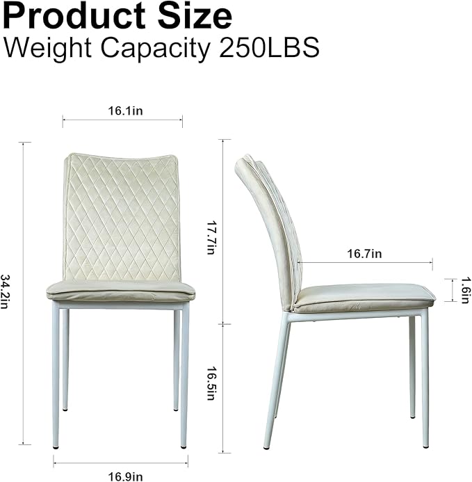 Lightdot Dining Chairs Set of 2, Accent Parsons Diner Chair Upholstered Fabric Stylish Kitchen Chairs with Metal Legs and Padded Seat for Dining Room, Vanity, Living Room, Bedroom Office,Beige