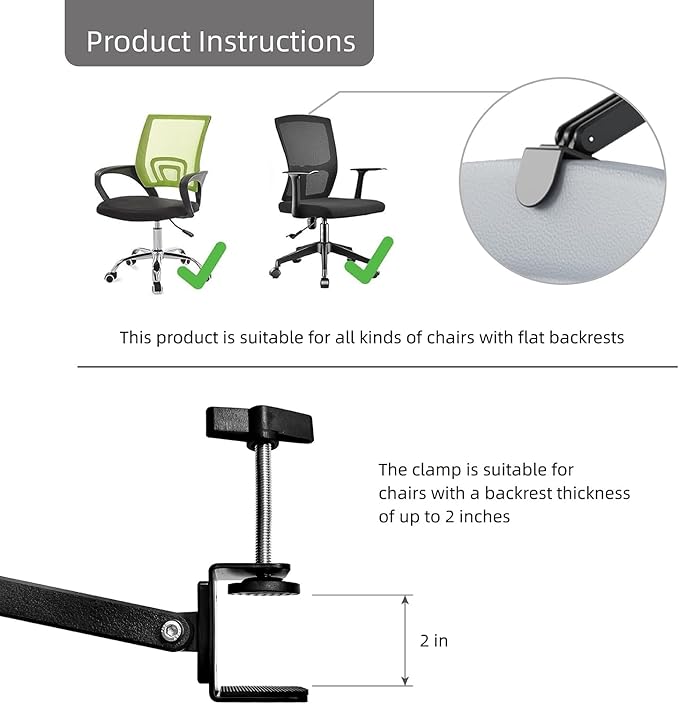 Memory Foam Headrest Attachment for Office Chair, Attachable Chair Head Rest, Desk Chair Neck Support, Elastic Sponge Head Pillow Adjustable Height and Angle (Black)