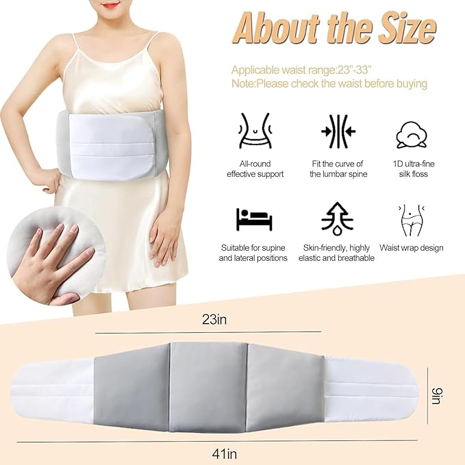 360°Lumbar Support Pillow for Sleeping, Adjustable Lumbar Support Cushion with Ergonomic Curve, Soft Silk Cotton Lumber Pillow, Wraparound Design for Bed, Office Chair & Car Seat