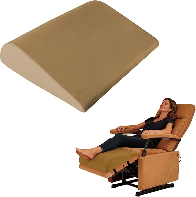 Recliner Foot Rest Cushion, Leg Pillow Extender with Adjustable Straps, for Reclining Chairs, Bed, Sofa - Extra Large Wedge Foam Support Pad Elevates Legs and Feet (Brown)