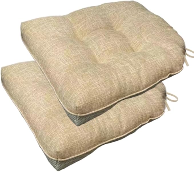 Chair Cushions for Dining Chairs, 18" X 17" U Shape Indoor Chair Pads with Ties for Dining Chairs Kitchen Office, Tatami Floor Pillow Patio Chairs Cushions - Pack of 2 (Apricot)