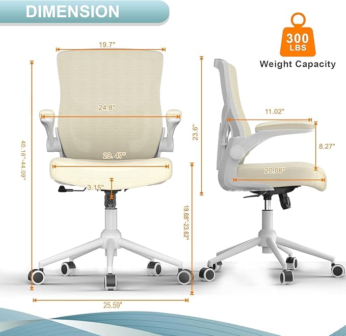 CYKOV Office Chair, High Back Desk Chair Adjustable Height and Ergonomic Design Home Office Computer Chair Executive Lumbar Support Padded Flip-up Armrest Swivel Task Chair