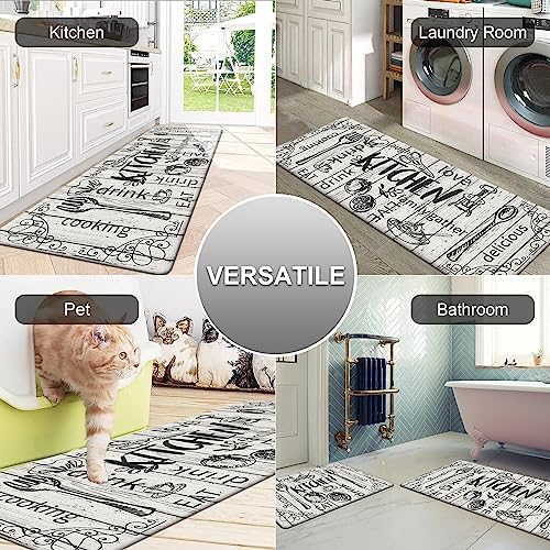HEBE Anti Fatigue Kitchen Rugs Set of 2, Cushioned Kitchen Mats for Floor