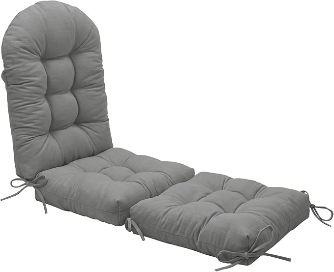 Adirondack Chair Cushion Set - Soft Chenille 2-Piece Seat & Ottoman Pad, Tufted Non-Slip Design, High-Density Foam Nursery Glider Cushions, All-Season Indoor/Outdoor Rocker Comfort,Light Grey
