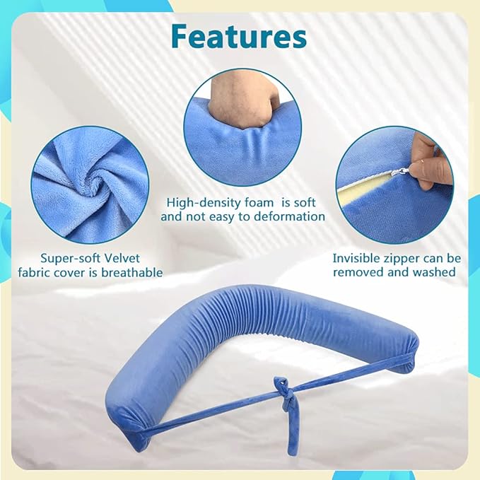 Lumbar Roll Pillow for Sciatica Nerve Pain Sleeping Lower Back Support Scoliosis Waist Pillow for Side Sleeper in Bed & Office Chair Adjustable Straps Lumbar Foam Positioning Pillow (L Size)