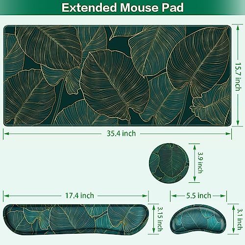 Desk Mat, Large Gaming Mouse Pad with Wrist Rest, 4 in1