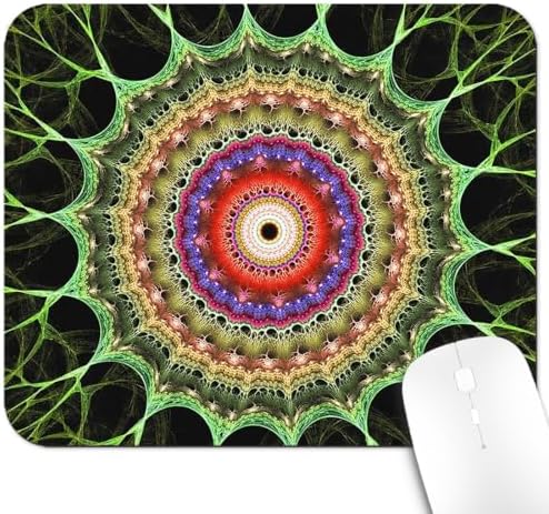 9.5x7.9 Inch Office/Gaming Mouse Pad, Amazing Organic Floral Vibrant Fractal Mandala Design Cute Anti-Slip Mat for Desk