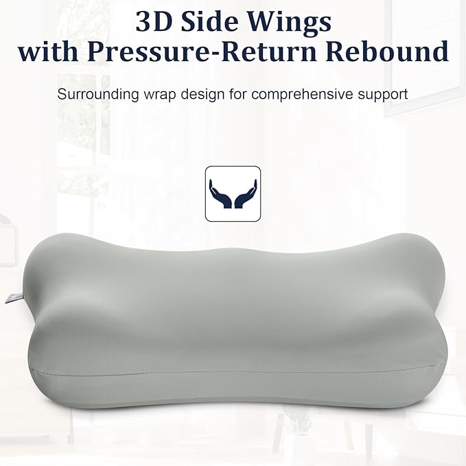 Lumbar Support Pillow for Office Chair Car Lumbar Pillow Lower Back Pain Relief Ergonomic Design Gray Memory Foam Chair Back Cushion Ideal for Home, Office, Gaming