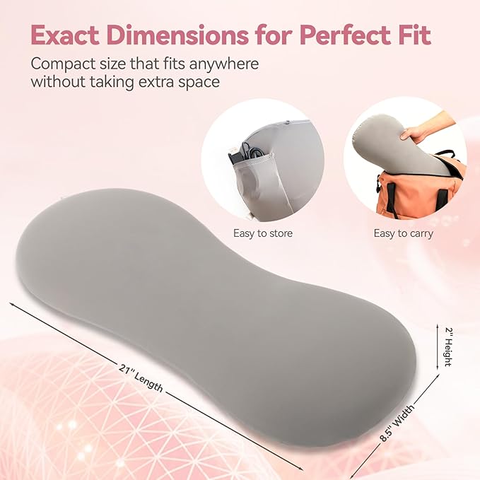 Heated Lumbar Support Pillow for Sleeping – Memory Foam Back Pillow for Bed, 3 Heat Levels & 8 Timers, Ergonomic Lower Back Pillow for Side, Back & Stomach Sleepers, Washable Cover