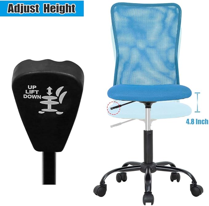 Home Office Desk Chair Ergonomic Mesh Computer Gaming Chair with Back Support Modern Executive Mid Back Rolling Swivel Chair for Men&Women (Blue)
