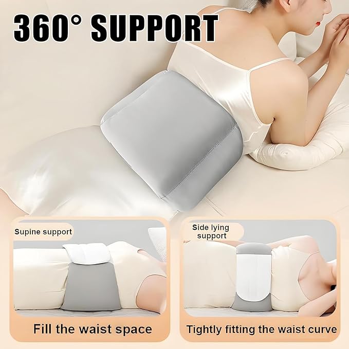 360°Lumbar Support Pillow for Sleeping，Adjustable Lumbar Pillow for Bed with Breathable Ice Silk Cotton，Relief Lower Back & Sciatic Nerve Pain for Side/Back Sleepers