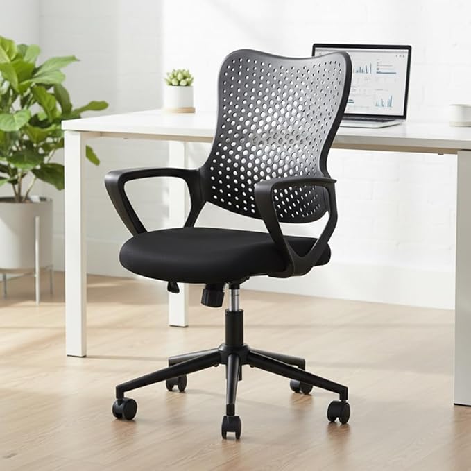 Ergonomic Office Chair, Breathable Mesh Computer Desk Chair with Armrests, Rolling Swivel Task Chair, Butterfly Back Design for Home Office, Adults and Teens (Black)