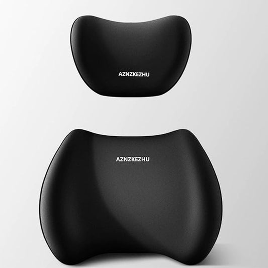 2025 Car Headrest & Lumbar Support Cushion, Car Lumbar Support Pillow and Neck Pillow Kit, Ergonomic Seat Headrest and Backseat for Neck Back Pain Relief (Black02)