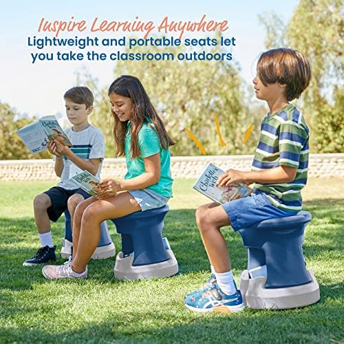 ECR4Kids Active Storage Wobble Stool, 15in Seat Height, Childrens Furniture, Navy/Light Grey