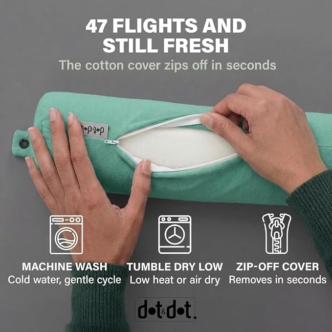 Dot&Dot Twist Memory Foam Travel Pillow for Airplanes - Travel Neck Pillow for Sleeping - Airplane Pillow for Neck Support - Adjustable, Bendable Neck Roll Pillow