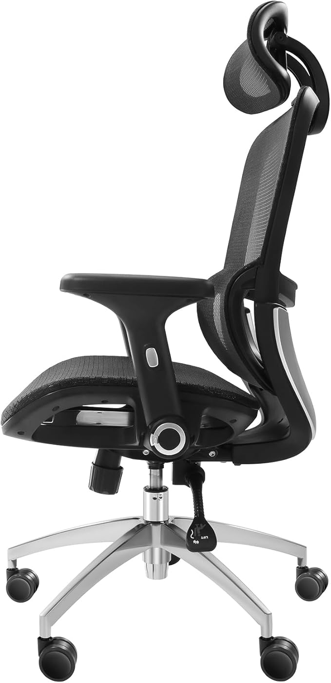 VEVOR Ergonomic Office Chair, High Back Home Desk Chair with Adjustable Headrest, Flip-Up Arms, 90-130° Tilt Lock & Wide Backrest, Lumbar Support, Computer Mesh Chairs for Man Woman, Black Task Chair