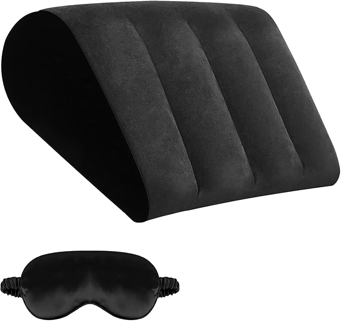Inflatable Wedge Pillow for Traveling & Sleeping– Portable Bed Wedge Cushion With Silk Eye Mask for Leg Elevation,Back Support & Relaxation,Compact Lumbar Pillow for Camping, Home Use& Outdoor Trip