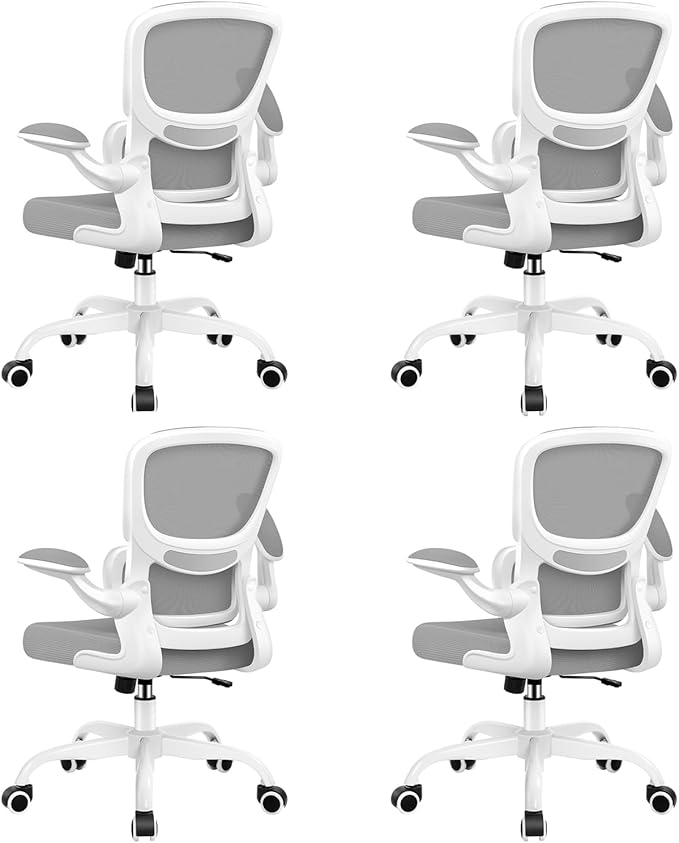 BESTFAIR Office Chair Ergonomic Desk Chair, Breathable Mesh Comfy Chair with Lumbar Support, Computer Chair, Home Desk Chair with Flip-up Armrests, Gaming Chair for Adults Home Office