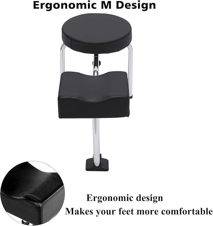 Portable Pedicure Foot Rest Stool, Adjustable Height, Black, for Spa, Beauty Salon, Studio