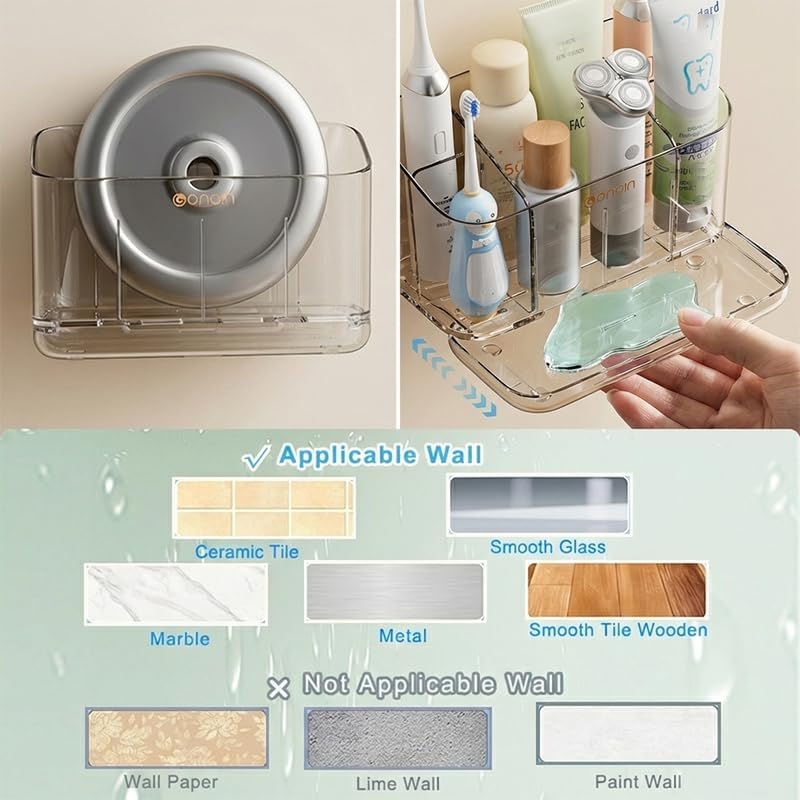 Toothbrush Holder for Bathroom Wall Mounted, 5 Slots Acrylic Toothbrush and Toothpaste Organizer with Removable Dividers Large Capacity Electric Toothbrush Holder for Bathroom Accessories, Smoke Grey