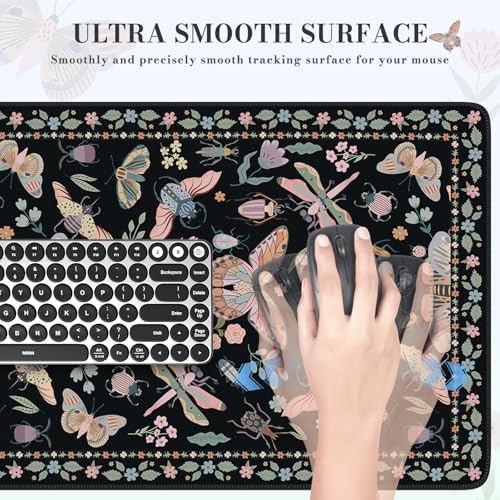 iCasso Black Large Mouse Pad, Desk Matt for Desktop, Insects