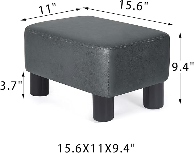 Joveco Small Footstool Ottoman Fabric Footrest Modern Rectangular Foot Stools for Living Room Bedroom (Dark Gray)