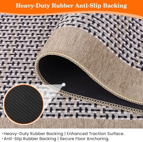StepRite Kitchen Rugs, Kitchen Mats for Floor, 60"x24" Non-Slip Machine-Washable Kitchen Throw Rug, Absorbent Runner Rugs Office, Sink Standing Desk Mat, Decor Carpet, Khaki