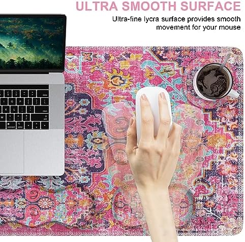 iLeadon Boho Desk Mat Set,Large Mouse Pad and Keyboard Wrist Rest