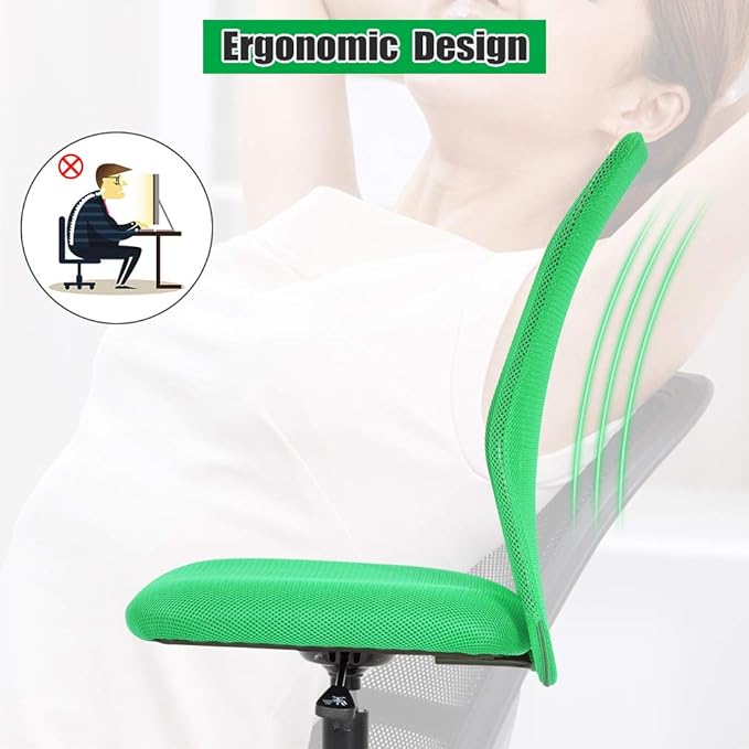 Home Office Desk Chair Ergonomic Mesh Computer Gaming Chair with Back Support Modern Executive Mid Back Rolling Swivel Chair for Men&Women (Green)