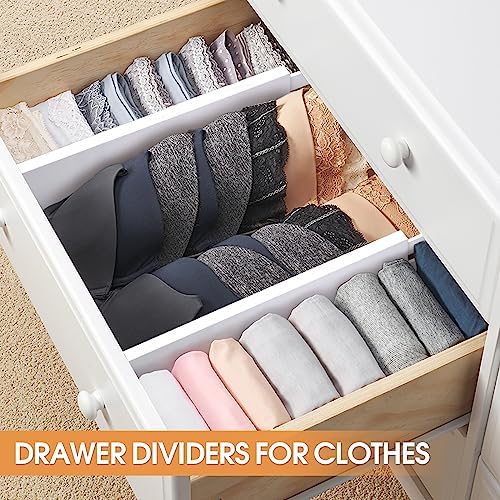 Bamboo Drawer Dividers, Adjustable Drawer Organizers, Fits 12.6–16" Drawers
