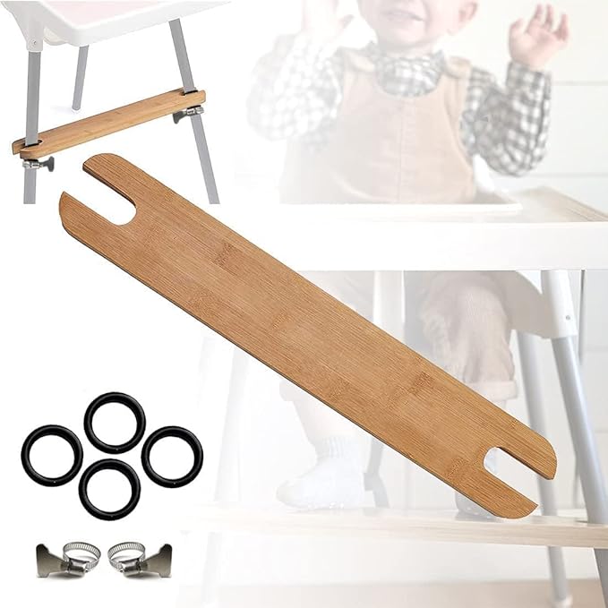 High Chair Footrest, Adjustable Height Natural Bamboo Baby Highchairs Pedal, Suitable for IKEA Antilop High Chair Footstool (A)