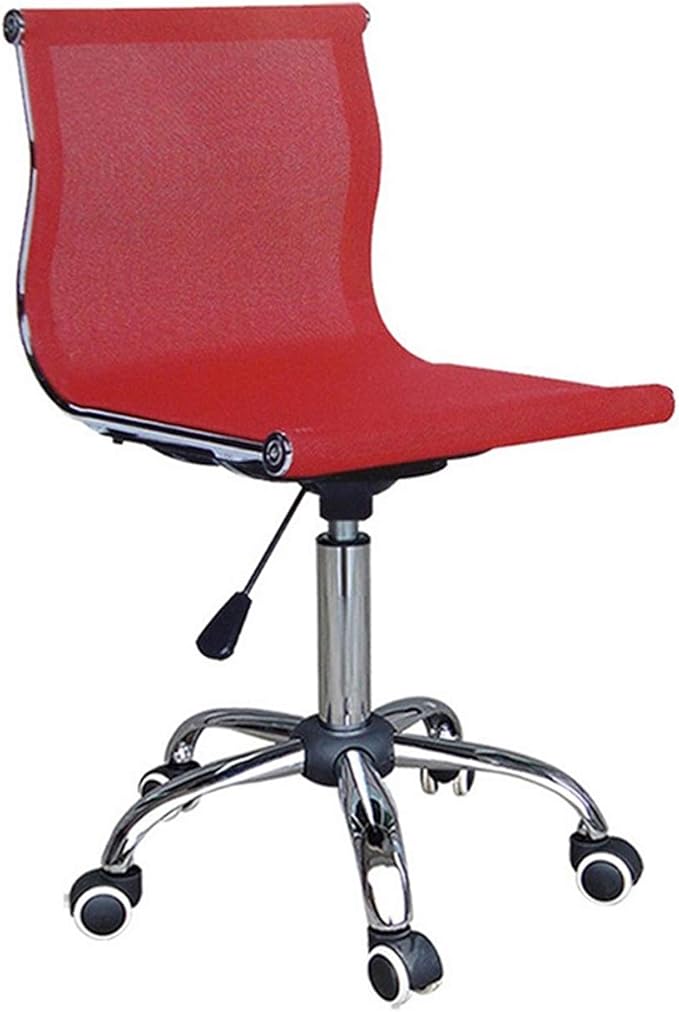 Mlaea Breathable Mesh Chair, Executive Computer Desk Chair with Adjustable Height and Rolling Wheels, Ergonomic Desk Chair, 40 * 40 * 45-55CM(Color:Red)