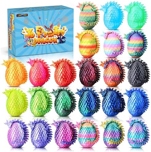 24pcs 3D Printed Dragon Eggs, Articulated Fidget Toys