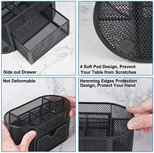 Desk Organizer with 9 Compartments, Mesh Office Organization for Scissors, Post-it, Sticky notes, Pen Holder, Metal Office Desk Organizers and Accessories