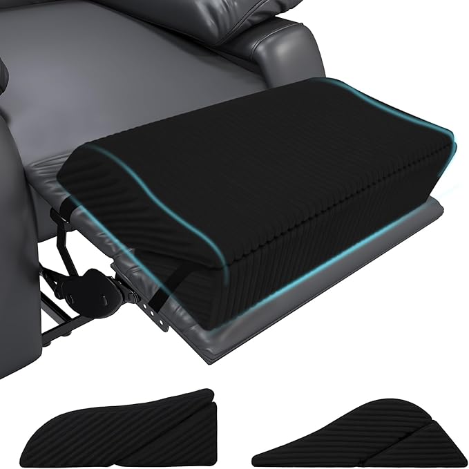 idee-home Recliner Leg Rest Cushion, Recliner Footrest Extender Pillow with Removable Corduroy Cover, 2 in 1 Foldable Ergonomic Foot Pillow Back & Lumbar Support Cushion for Bed Sofa Couch, Black