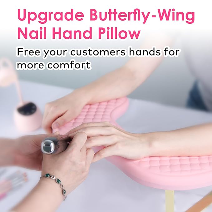 Arm Rest for Nails Tech, BORNBYME Update PU Leather Fish Pattern U-shaped Hand Nail Stand Rest for Manicure, Pink