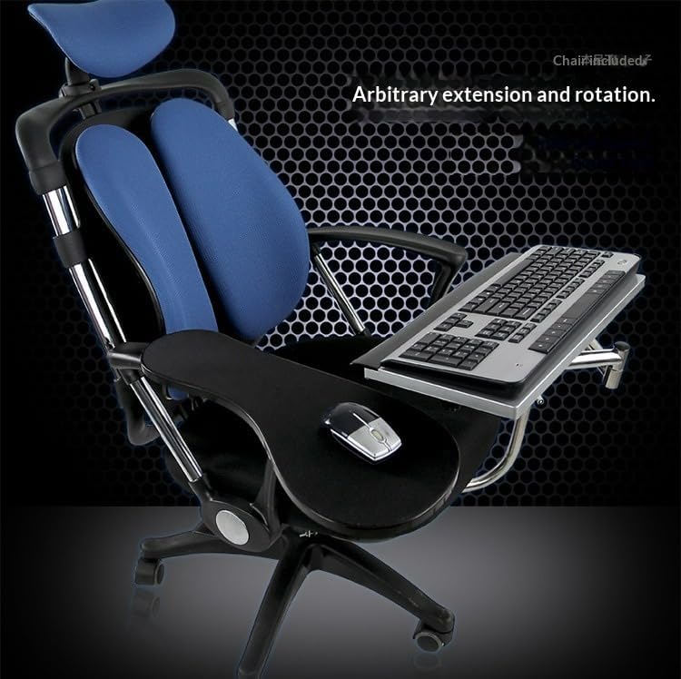 Ergonomic Chair Mount Keyboard Tray - Adjustable Laptop & Mouse Stand for Gaming & Workstation, Fits Round Bars up to 1.96 Inch Thickness (OK010W)