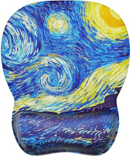 MROCO Ergonomic Mouse Pad with Gel Wrist Rest, 9.4 x 8.1 in, Starry Night