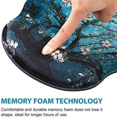 Mouse Pads with Gel Wrist Rest Support,Ergonomic Non Slip Memory Foam Wrist Rest Pad Mousepad for Home,Office,Gaming,Computer,Laptop Easy Typing Pain Relief, Van Gogh Painting