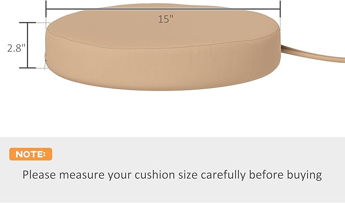 Outsunny Outdoor Bistro Chair Cushions Set of 4 with Machine Washable Cover, 15" x 15" x 3" Thick Round Seat Cushions for Patio Furniture with Ties, Chair Pads for Dining Chairs, Khaki