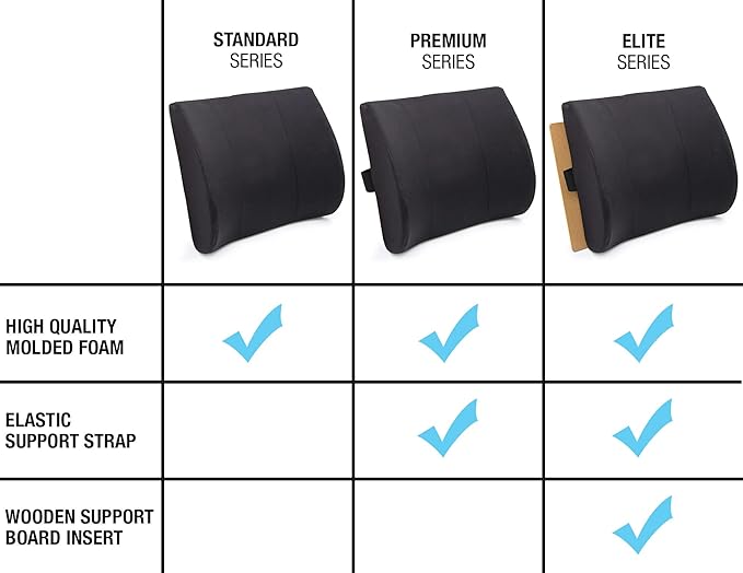 DMI Lumbar Support Pillow for Chair to Assist with Back Support with Removable Washable Cover to Ease Lower Back Pain While Improving Posture, 14 x 13 x 5, Contoured Foam, Standard, Black (Pack of 5)