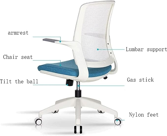 Office Chair with Breathable Mesh, 3-Layer Soft Cushion, Adjustable Recline (90-110°), Comfortable Desk & Gaming Chair for Home & Office ()