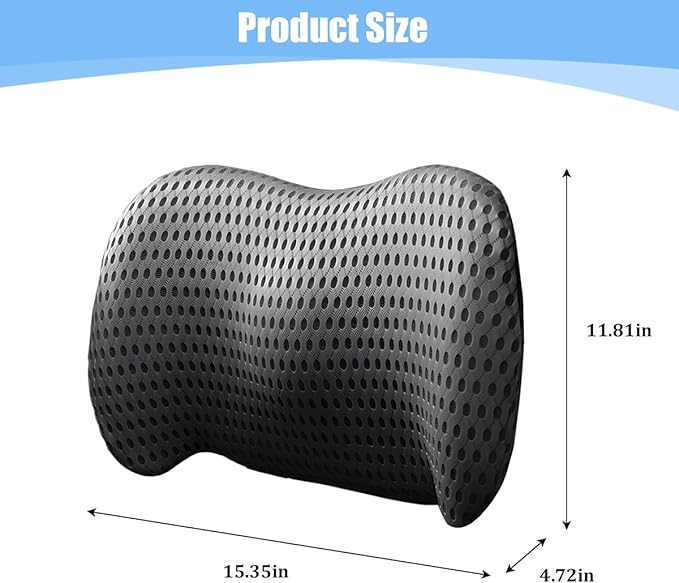 Car Lumbar Support Pillow, Memory Foam Ergonomic Vehicle Lower Back Support Cushion for Back Pain Relief and Sciatica, Automotive Seat Lumbar Pillow, Universal for Vehicles (Dark Gray)