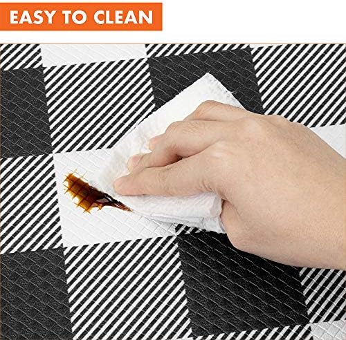 OPUX Anti Fatigue Kitchen Floor Mat, Reversible Cushioned Memory Foam Kitchen Rug Pad, Waterproof Non-Slip Padded Comfort Standing Mat Laundry Home, 32x17 (Buffalo Check Black White Herringbone)