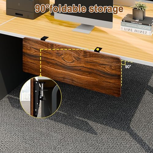 Ergonomic Desk Extender Tray, 24.02"×11.81" Clamp-On Arm Rest Shelf, 90° Foldable Computer Elbow Support for Office Home, Space-Saving Keyboard Mouse Tray (Vintage Burnt Color)