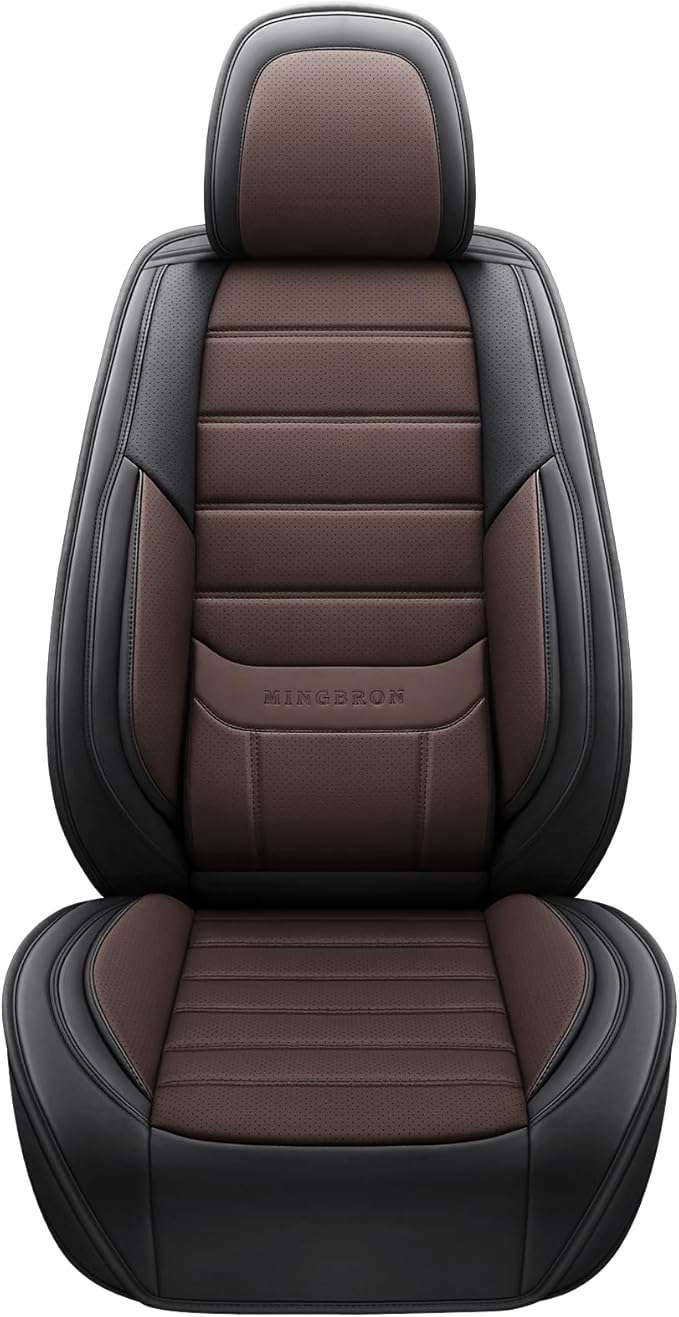 MINGBRON Seat Covers, Car Seat Covers Front Seats, Car Seat Cover, Car Seat Protector Waterproof, Car Seat Cushion Nappa Leather, Brwon Seat Covers Carseat Cover Universal Fit for Most Cars