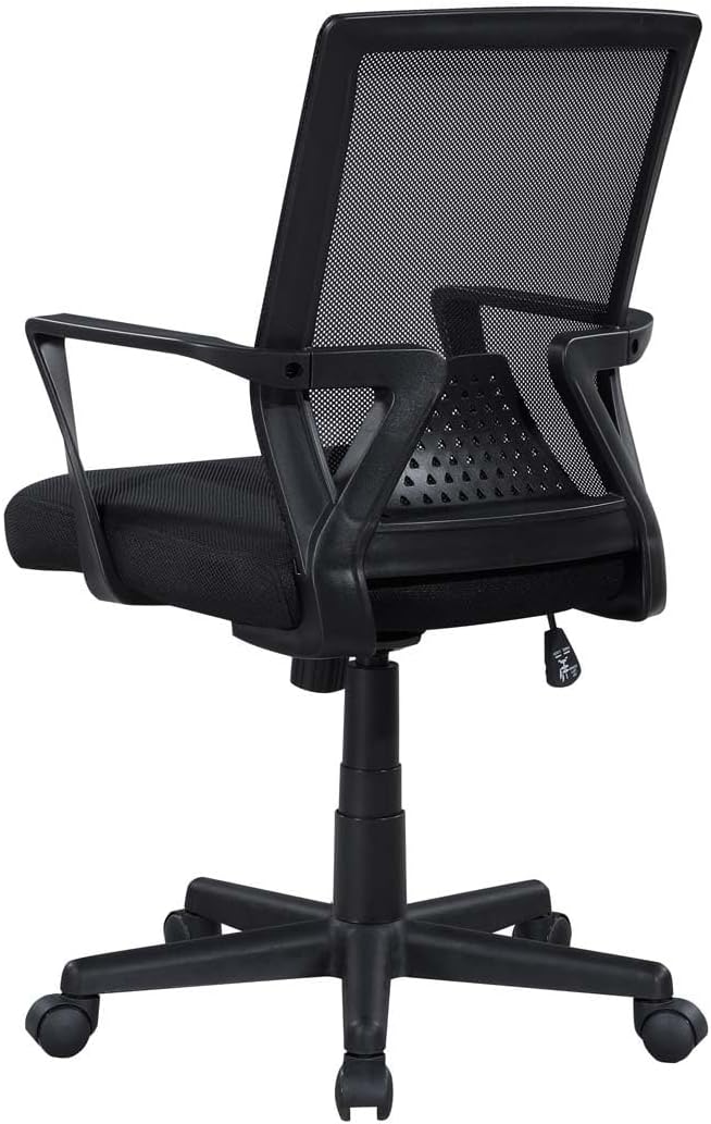 Mesh Office Chair - Breathable Mid-Back Desk Chair with Lumbar Support, Comfy High-Density Foam Seat, Modern Minimalist Style